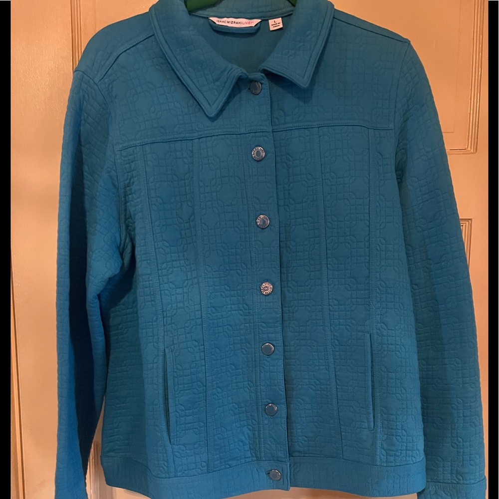 Issac Mizrahi Live Royal Blue Size Large Light Jacket NWOT Quilted pattern.